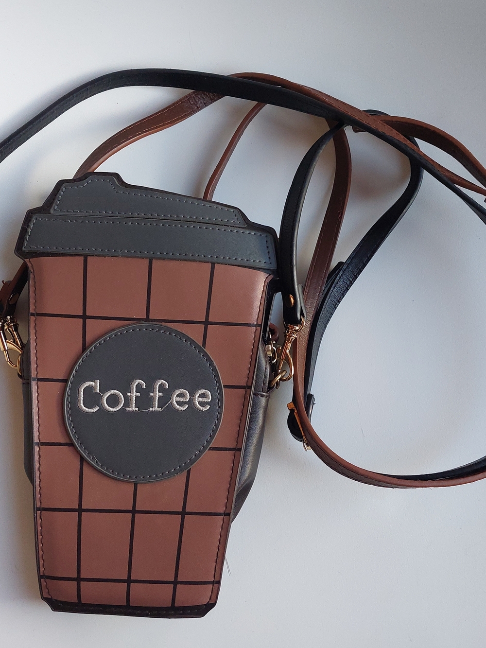 Coffee Cup Crossbody Bag in Brown